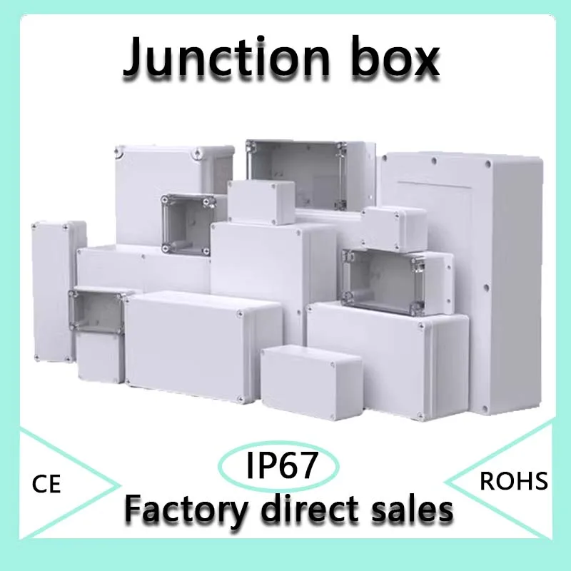 Outdoor waterproof junction box Gray cover/transparent cover IP67 rain-proof plastic ABS housing screw cable seal electronic box