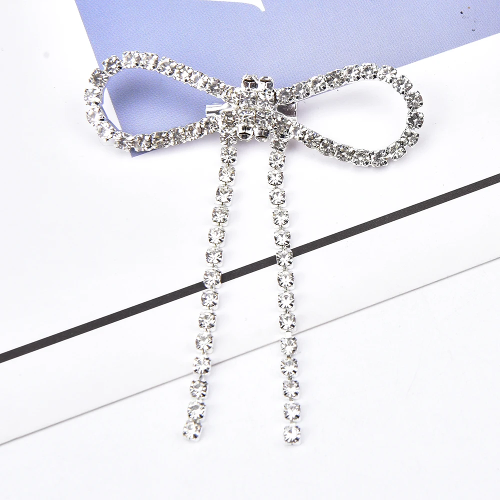 5 sztuk jasny kolor Rhinestone łuk broszki dla kobiet kryształ Bowknot Pin biżuteria do ubrania DIY aplikacja akcesoria ślubne — zdjęcie 6