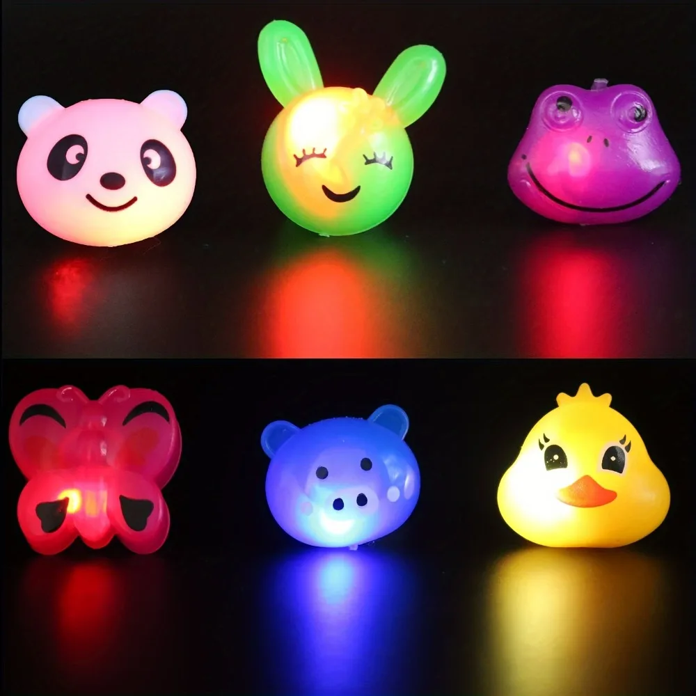 12/24 Pcs Cartoon LED Luminous Ring Suitable for Kids Birthday Party Gift Toys, Carnival Prizes, School Classroom Rewards Pinata