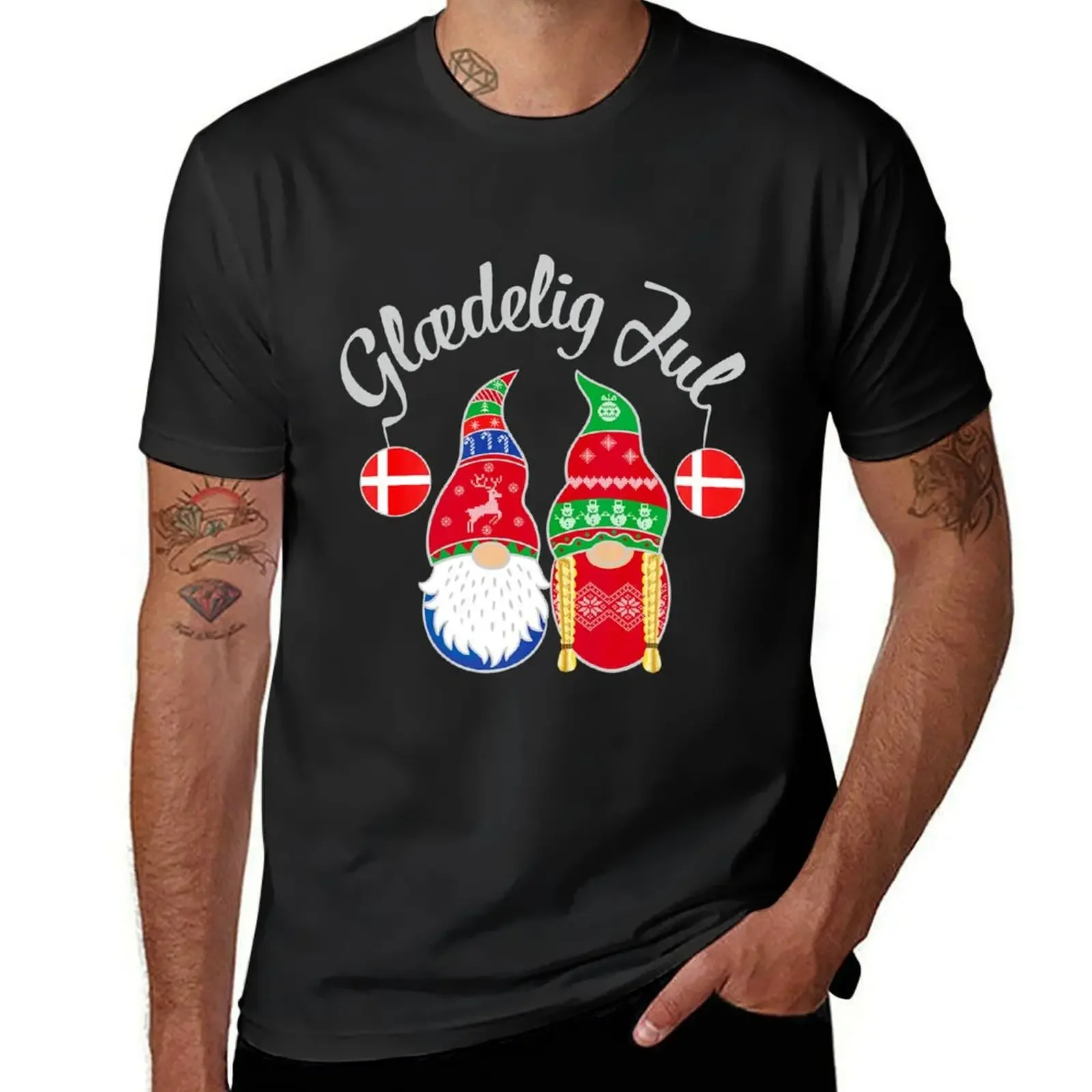 

Glaedelig Jul Danish Merry Christmas Denmark Nisse T-Shirt aesthetic clothes designer shirts blue archive tshirts for men