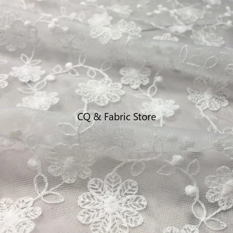 Tela de encaje de boda blanco Chantilly, 1 yarda, 130cm, tela de encaje bordado francés blanco para accesorios de encaje, ropa de vestido de novia