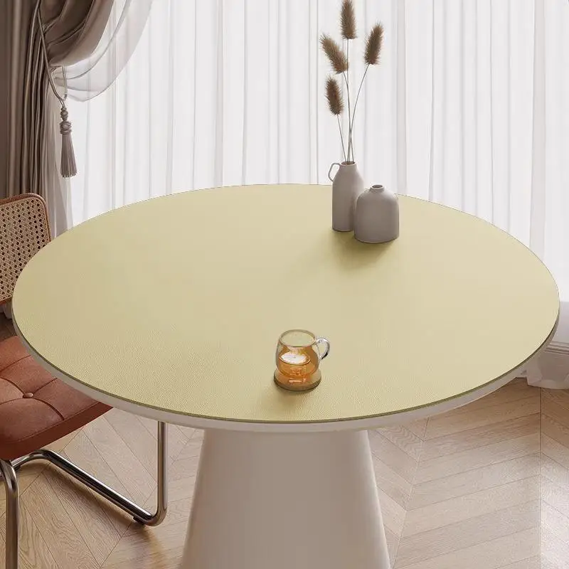 round Table Mat Non-Slip Heat Resistant Waterproof Leather Tablecloth Protecting Pad for Dining Table Girl's round Tablecloth
