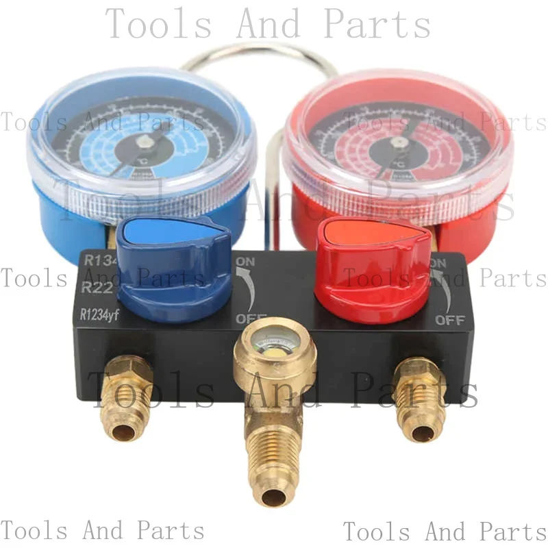 T48C_HS-M01 Refrigerant Diagnose Manifold Gauge G1/4 Condition Manometer Pressure Gauge Refrigeration Tools R22/R1234Yf