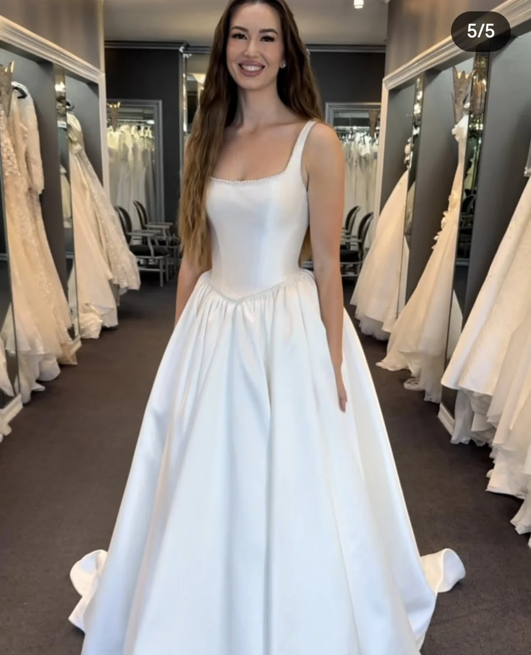 

Свадебное платье на заказ To Measures 2025 года, трапециевидное платье на тонких бретельках, мягкий атласный квадратный воротник с жемчугом, платья de novia, женское платье на заказ