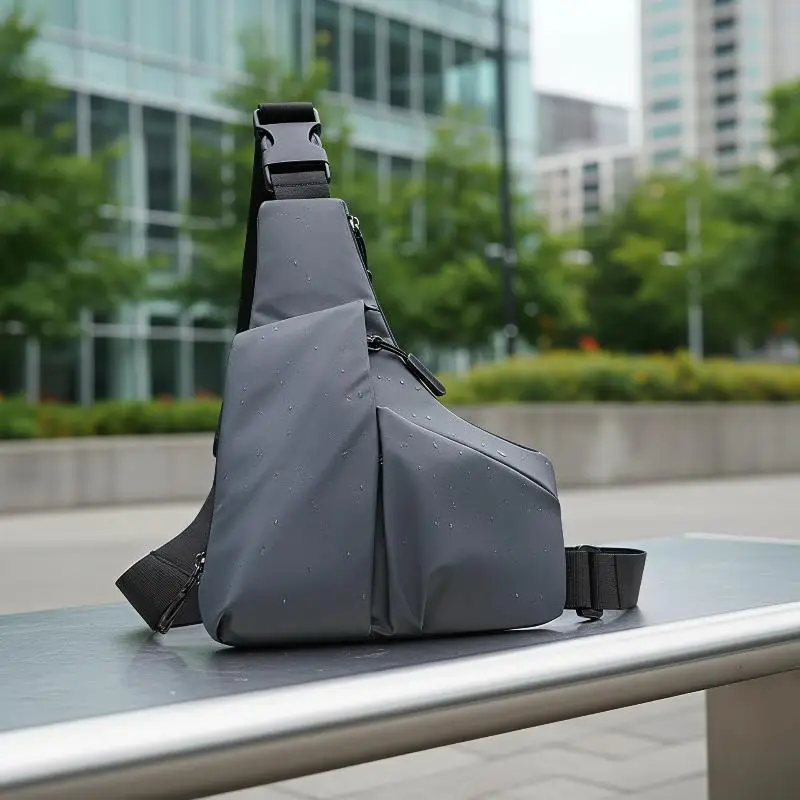 Waterproof Black Sling Chest Bag Adjustable Strap Multiple Pockets Perfect For Daily Commute Travel Hiking