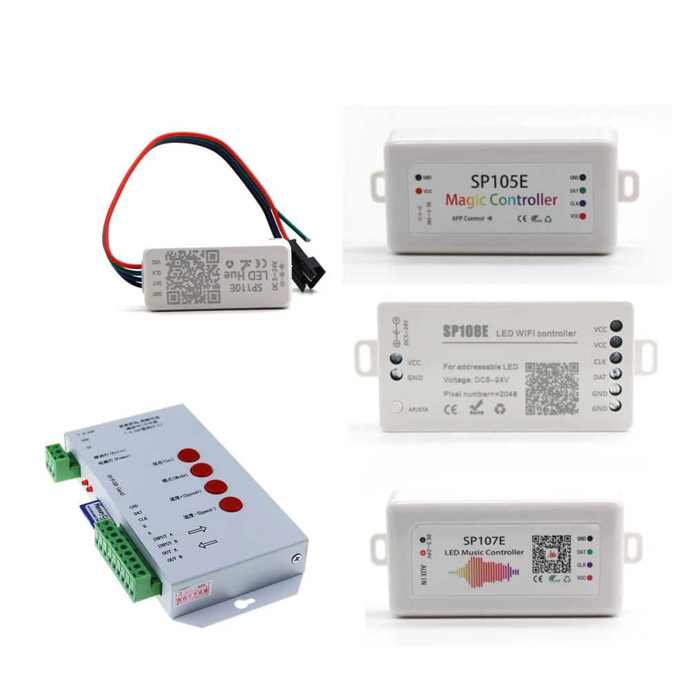 WS2812B WS2811 SK6812 WS2815 WS2813 T1000S IC Pixels Led Strip Light remote Controller WIFI SP108E SP801E Bluetooth Music SP107E