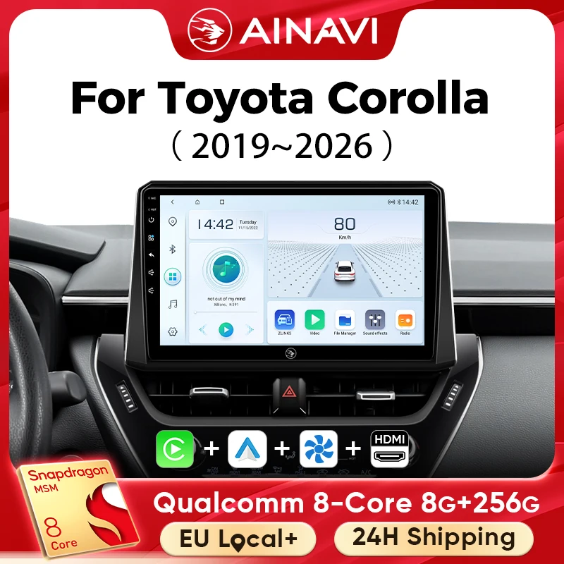 Ainavi Car Multimedia Player For Toyota Corolla E210 2019 2020 2021 2023 2025 Radio Wireless Carplay Android Auto 4G WIFI 2Din