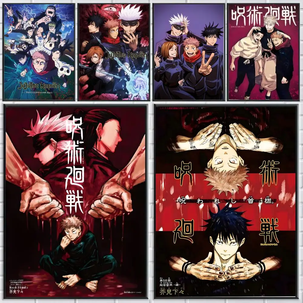 J-Jujutsu K-Kaisen Anime Poster HD Self-adhesive Waterproof Paper Sticker Suitable For Living Rooms Bedrooms Home Decor
