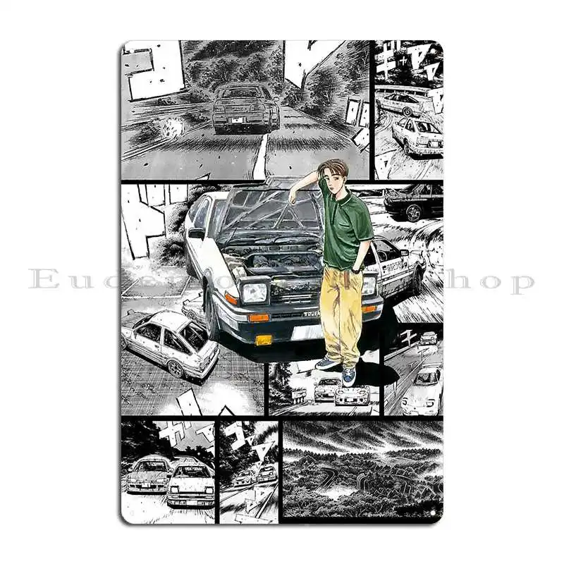 Initial D Takumi Fujiwara Manga Wall Design Version 1 Metal Sign Design Cinema Club Living Room Personalized Tin Sign Poster