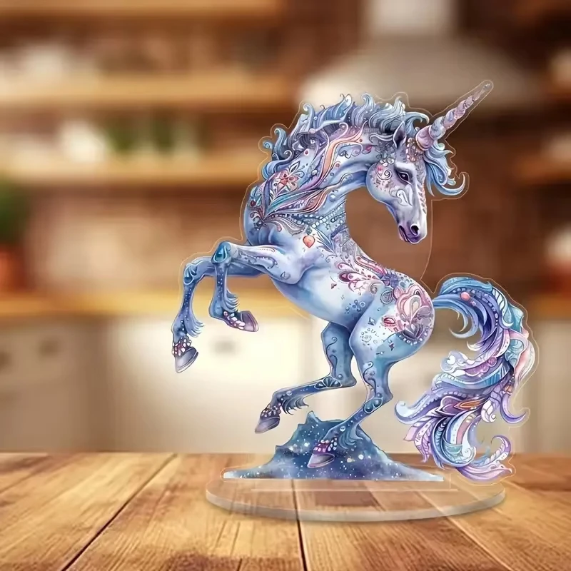1PC 2D Flat Boho Unicorn Acrylic Table Sign, Cute Desktop Decor for Home Studio Cafe Display Case