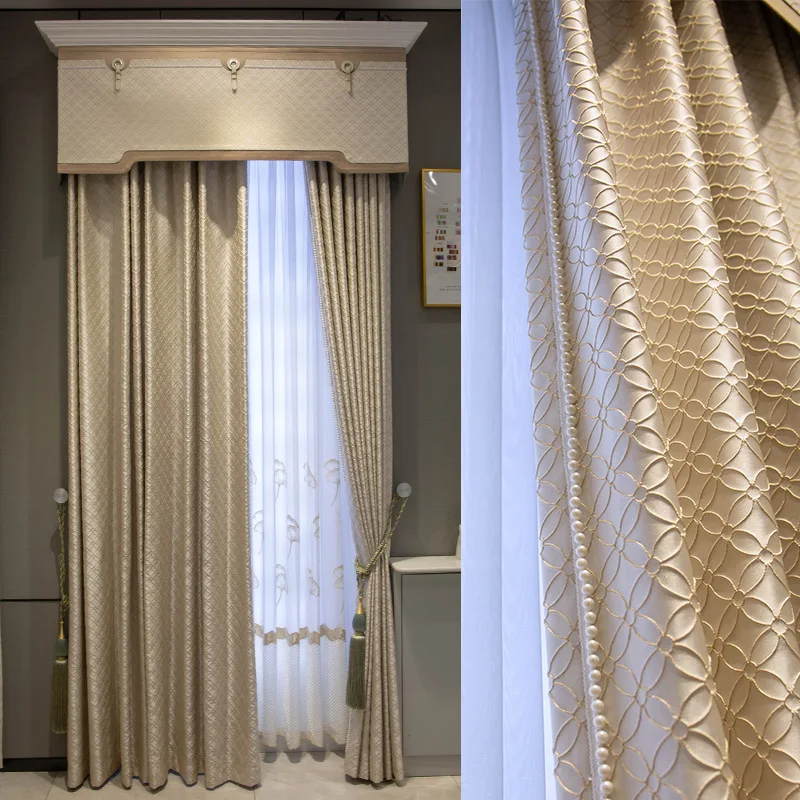 French Light Luxury Curtains for Living Room Bedroom Dining Room High Precision Relief Curtains Thickened Blackout Curtains