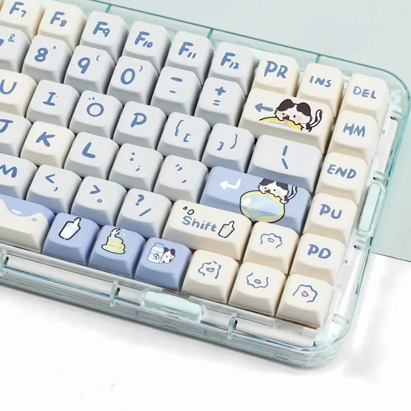 Dairy Cow Cat PBT Keycap, Teclado Mecânico, MX Switch, Perfil de MOA, Sublimação Dye, Chave 129