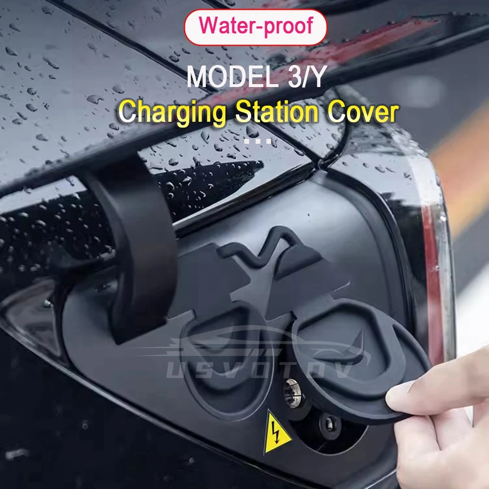 Waterproof Charging Port Cover For Tesla Model 3 Y Accessories 2025 2024 - 2023 Silicone Charger Plug Protector Rainproof Pad