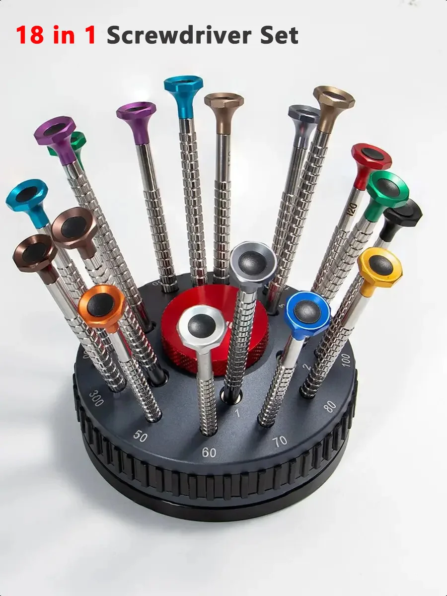 

18 in 1 Watch Repair tool Set Tough Metal Screwdriver and pointer installer with Holder set High-quality watchmaker repair tool