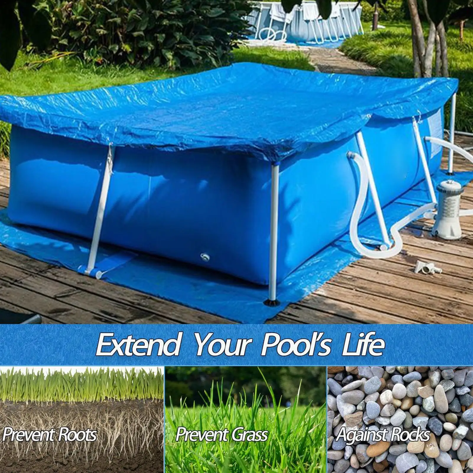 Under Pool Padding Puncture Resistant Pool Mat Swimming Pad Padding Puncture Protection Floor Protection Cushioning for Decking