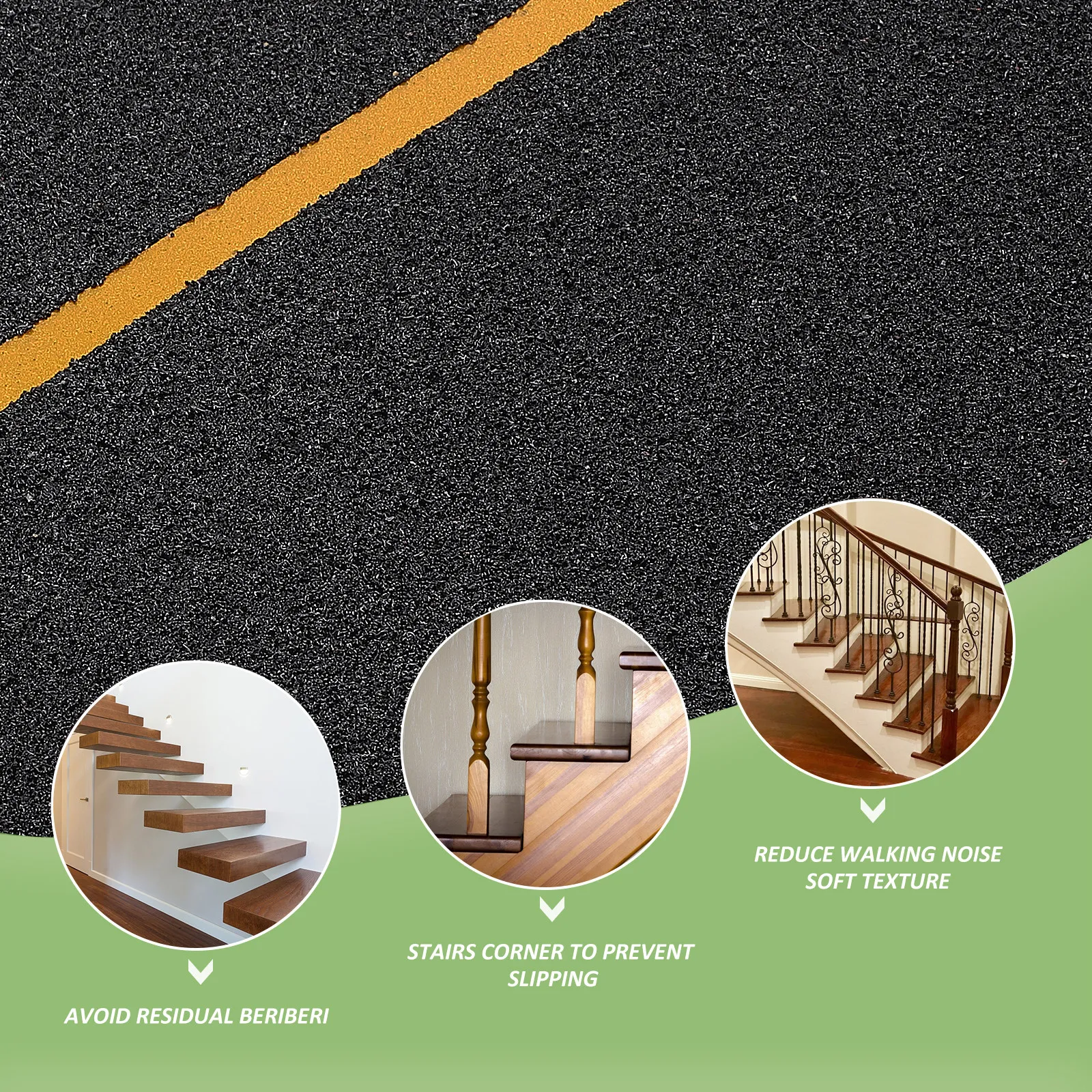 Stair Mats Reflective Stripe Glow in The Dark Tape Non-Skid Stair Tread Anti-Slip Traction Tape for Indoor Outdoor Safety on