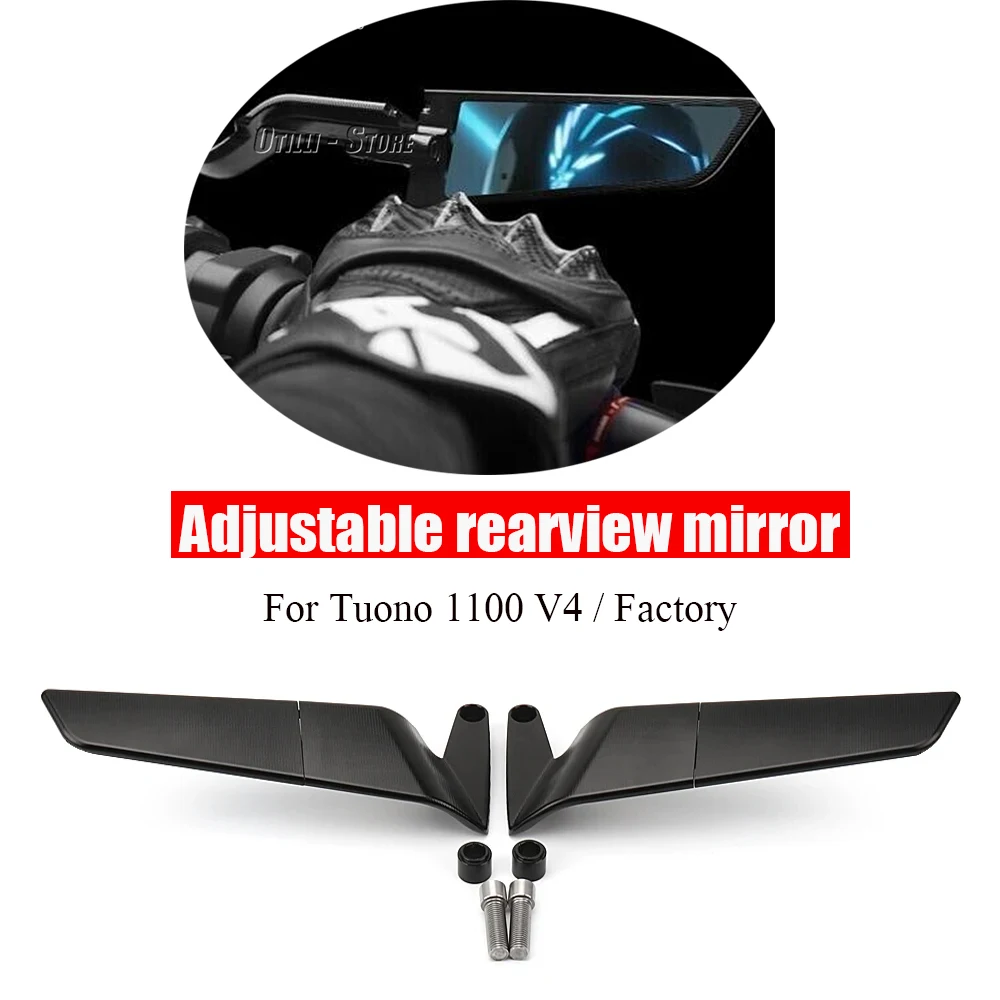 Espelho Retrovisor Rotativo Ajustável, Espelho Da Motocicleta, CNC Vento Asa, Aprilia Tuono 1100 V4 2021 2022 2023 Fábrica 2019-2023