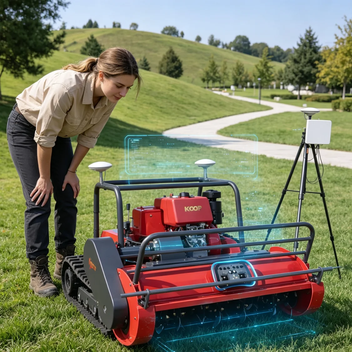 Customized Remote Control Flail Mower GPS for peanut and sweet potato dry farmlands, crushes weeds between dry crop ridges