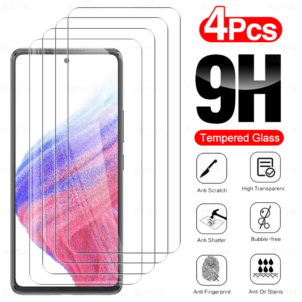 4PCS 9H Tempered Glass Case For Samsung Galaxy A53 5G 6.5