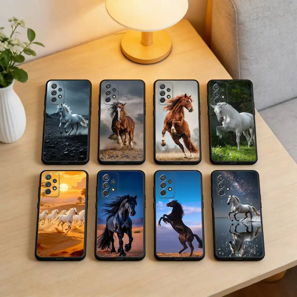 

Horse-Great-Beauty-Galloping Phone Case For Samsung Galaxy A73,A72,A71,A70,A53,A52,A51,Soft Silicone Black Cover