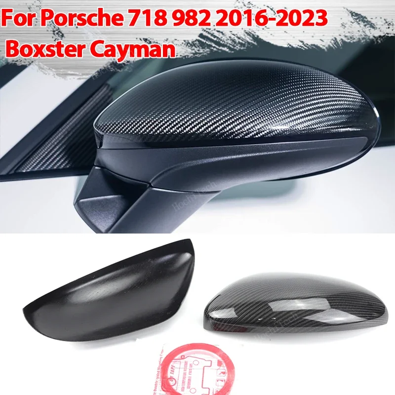 

Real Carbon Fiber Side Mirror cover Cap add-on Sticker for Porsche 718 982 2016-2023 Boxster Cayman Add on Cap