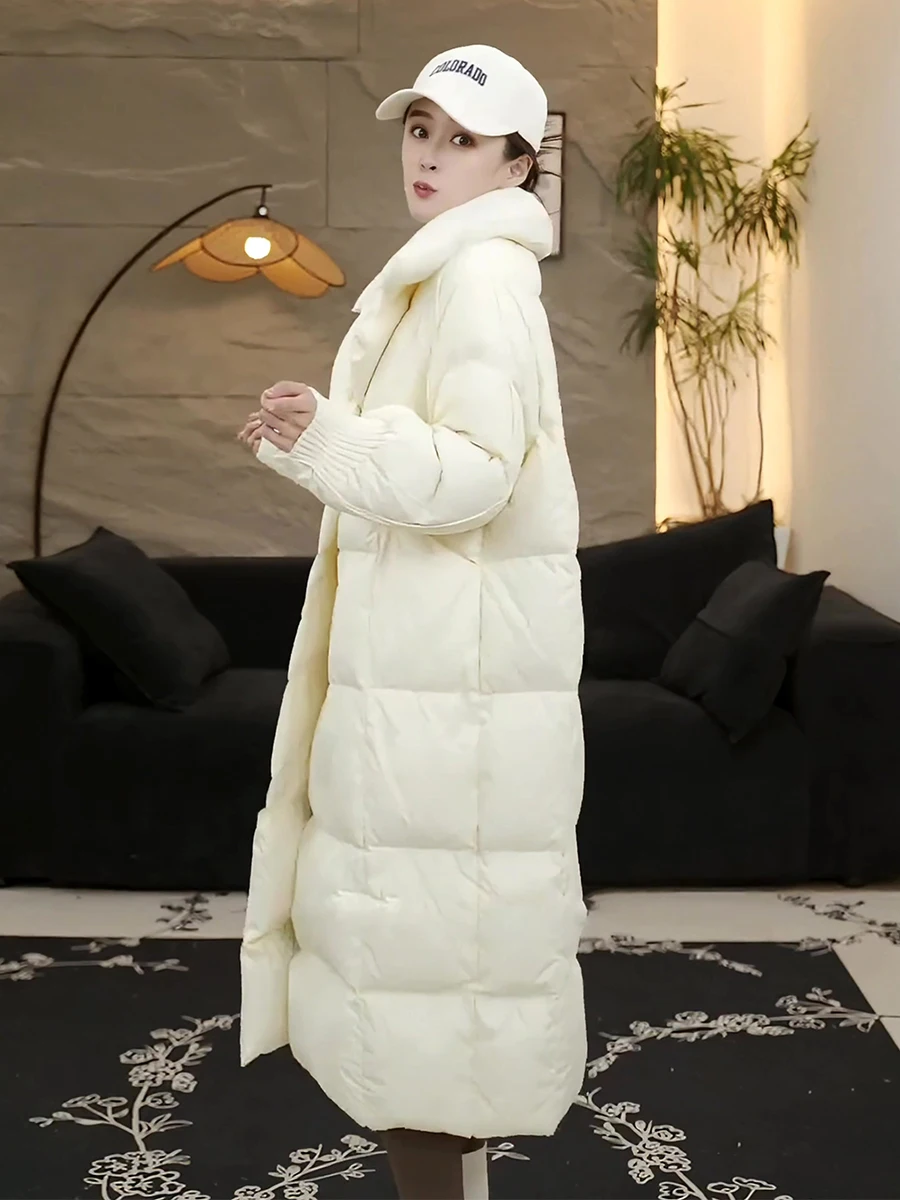 Invierno Thiened blanco Du down Jaet mujer abrigo con cuello Faionable cálido viajero Sle longitud media otro cuello