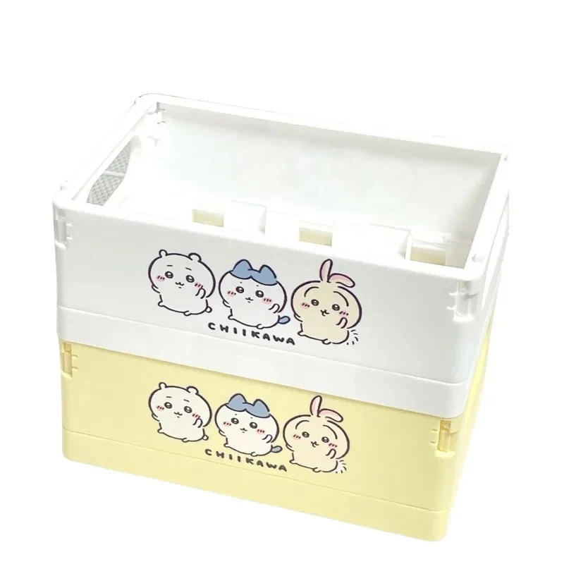 MINISO Chikawa Hachiware Usagi Anime Kawaii Desktop Portable Storage Box Cosmetic Cartoon Girl Stationery Hair Clip Foldable Box