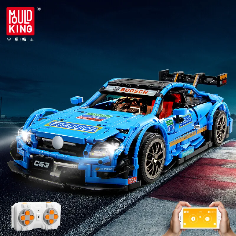 Mould King 1989 Uds. Kit de bloques de construcción de automóviles deportivos C63 RC escala 1:8, modelo de supercoche, juguetes ensamblados, regalos de vacaciones para niños 13073