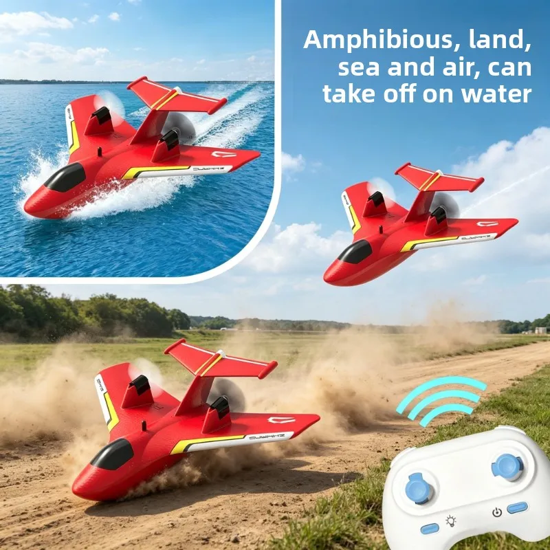 

Waterproof RC Airplane Amphibious 3-in-1 Takeoff EPP Foam Durable Dual Motor LED Lights Outdoor Toy Model ZY-425
