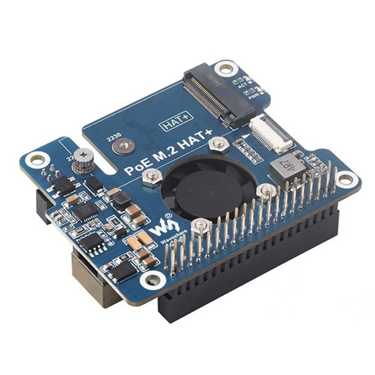 

A76I For Raspberry Pi 5 POE + PCIe to M.2 NVMe SSD Board HAT+ Pi5 2242/2230 Power over Ethernet Support NVMe M2 Protocol