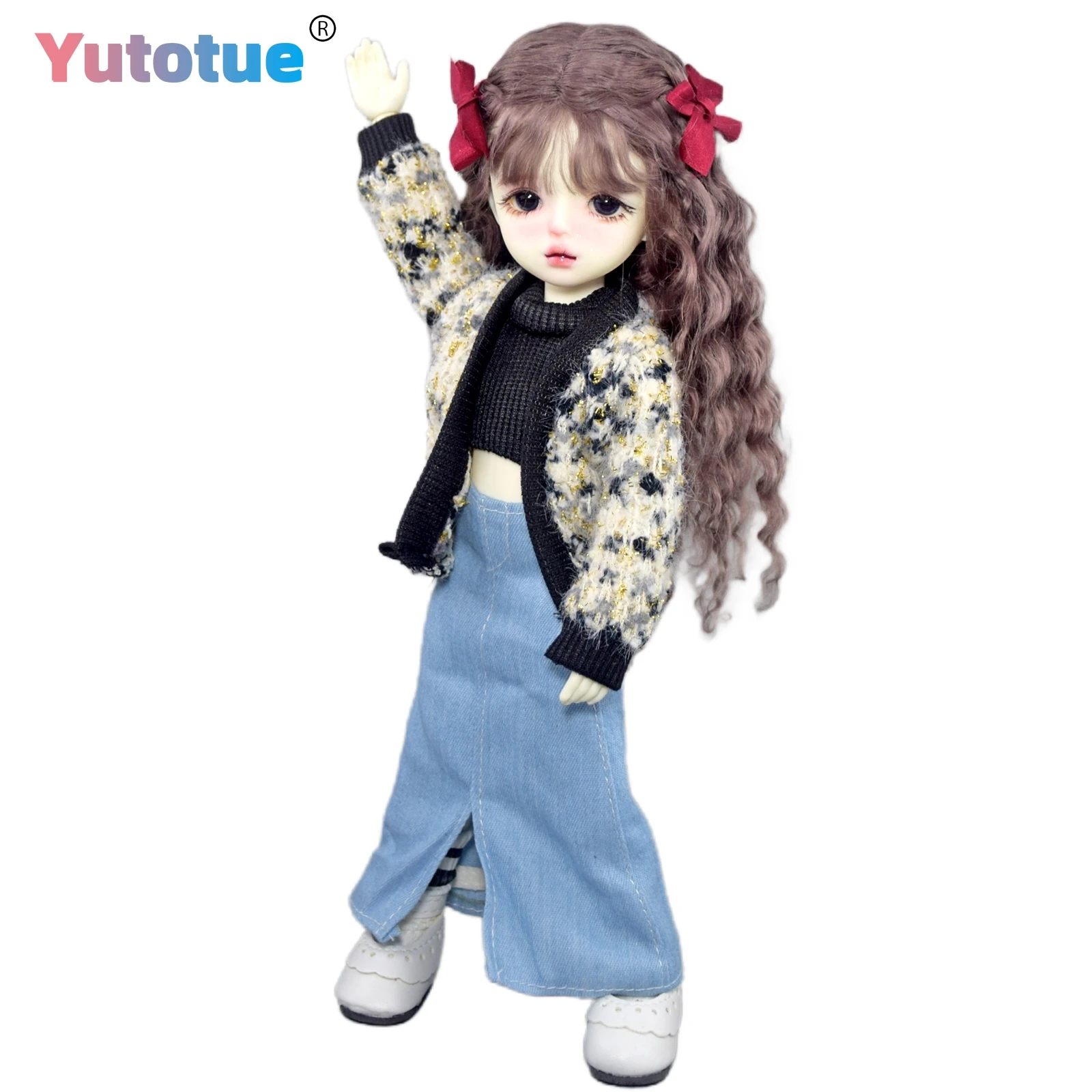 YUTOTUE 12 inch Height Cute Girl Doll Toy Handpainted Makeup Face Removable Clothes Shoes Full Set Lifelike Kids Gift