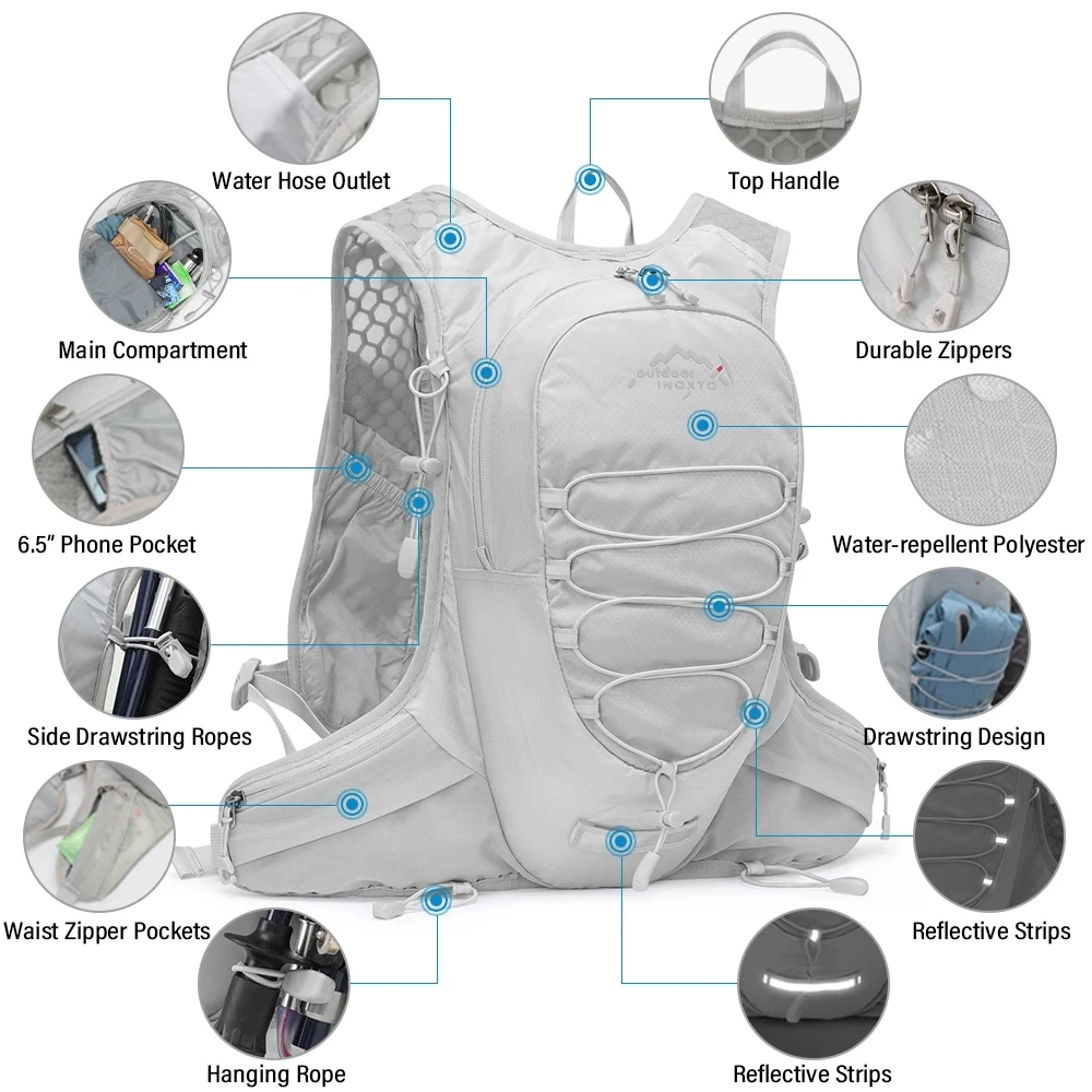 INOXTO 12L ciclismo idratazione veterinari zaino ciclismo borsa da corsa zaino leggero da equitazione zaino per la corsa alpinismo