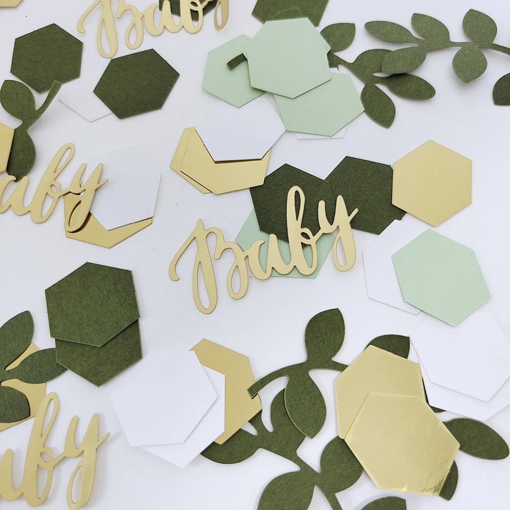 100 Stück Salbei Party Konfetti Liebe runde Blatt Pflanzen Gold Farbe Papier Konfetti DIY Hochzeit Verlobung feier Dekorationen Lieferungen – Detail 2