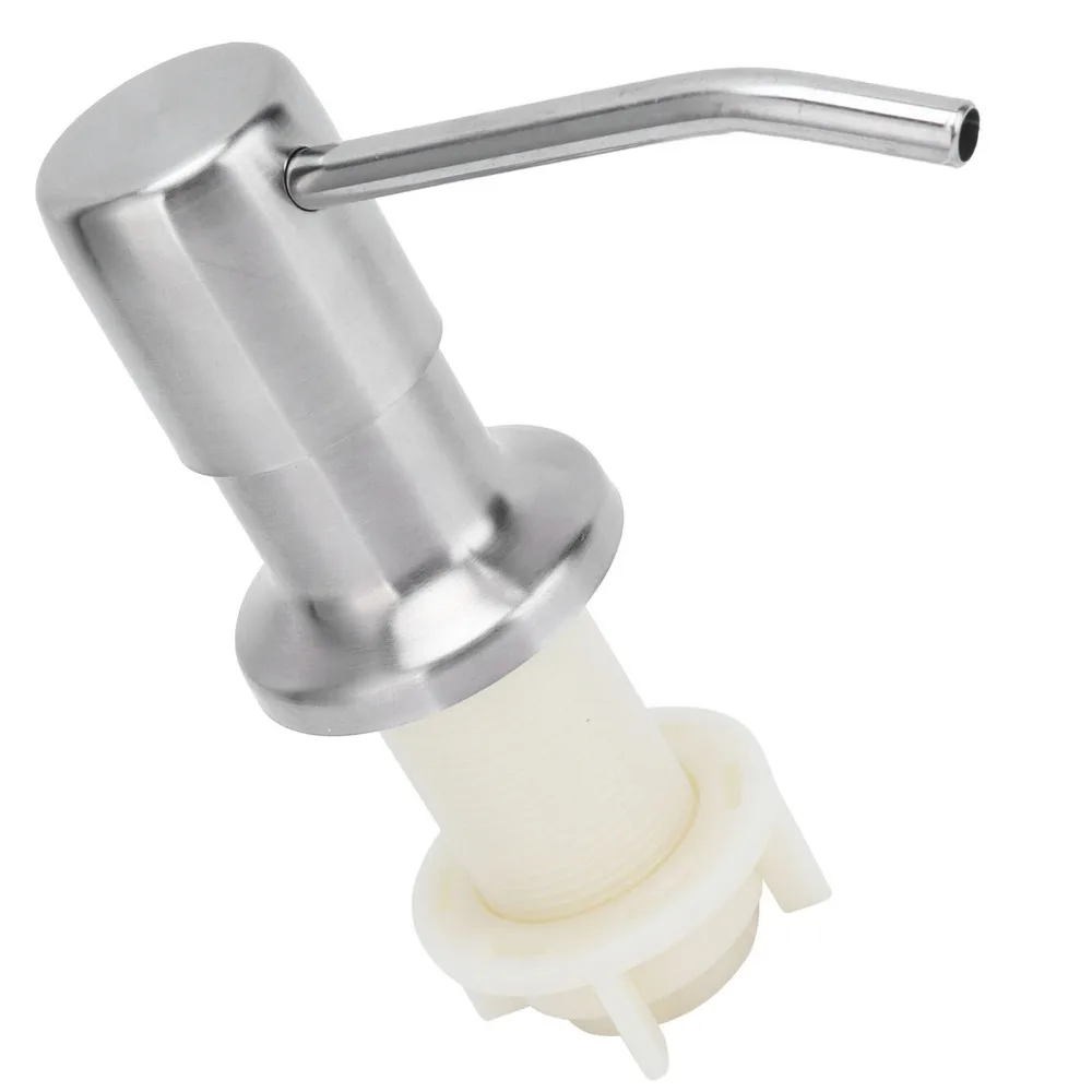 304 Stainless Steel Soap Pump Head Kit Silicone Tube Extension Tube 3.94ft Built-In Soap Dispenser Brushed Finish Swivel Nozzle