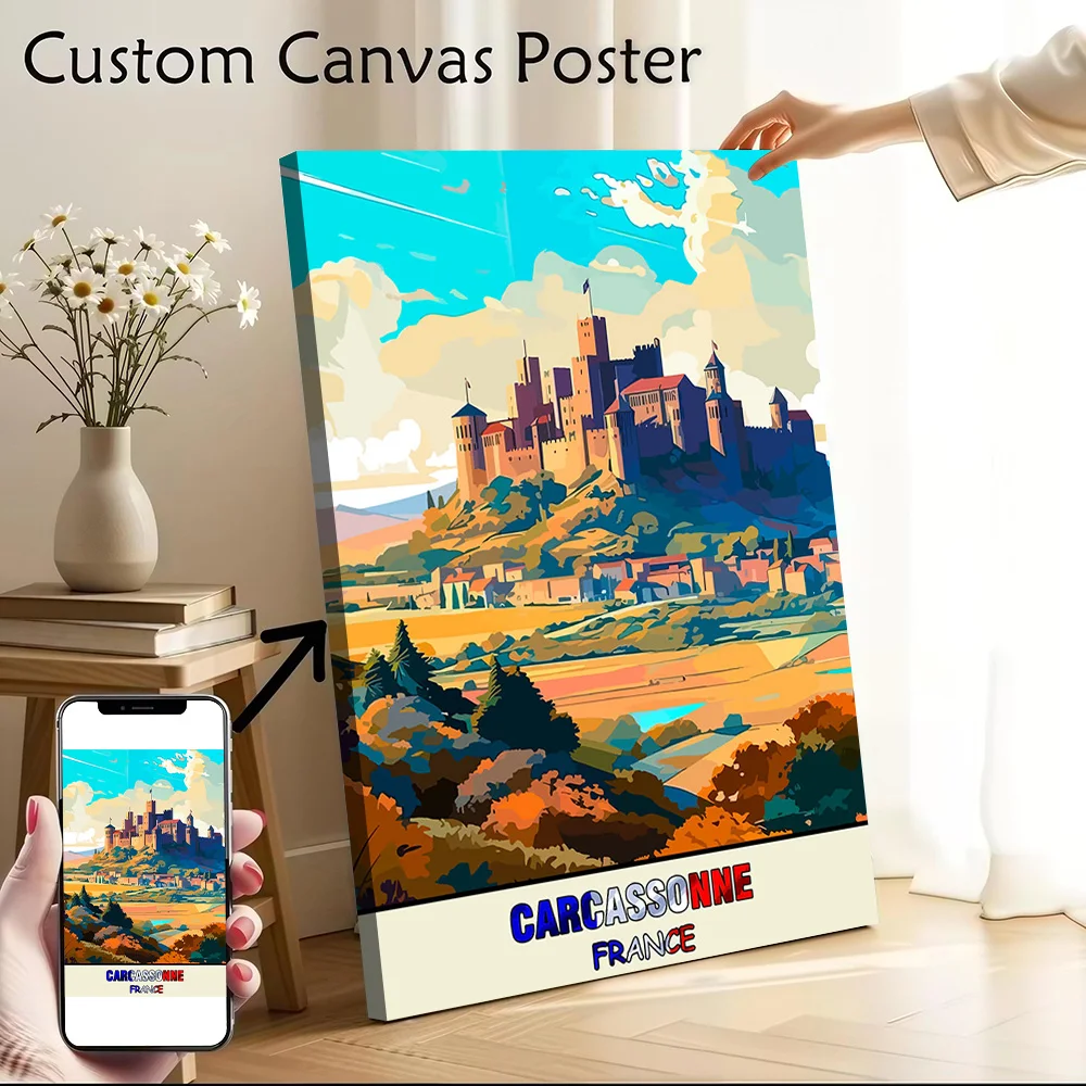 Decoraciones para sala de estar Carcassonne, decoración para dormitorio, pinturas para juegos en la pared, póster artístico en lienzo, accesorios de decoración para el hogar