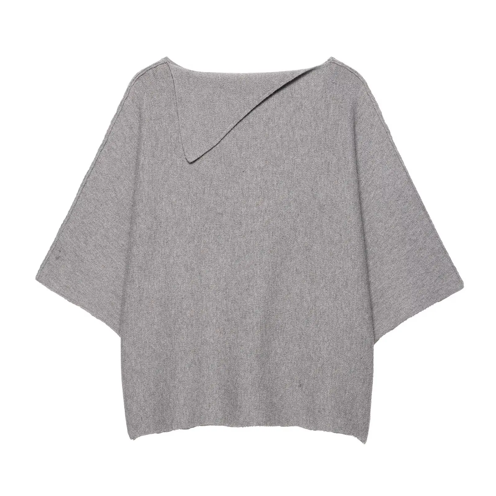 HH Gonna lavorata a maglia moda donna adatta asimmetria colletto ribaltabile maniche lunghe pullover maglione + gonna longuette autunnale in vita elastica