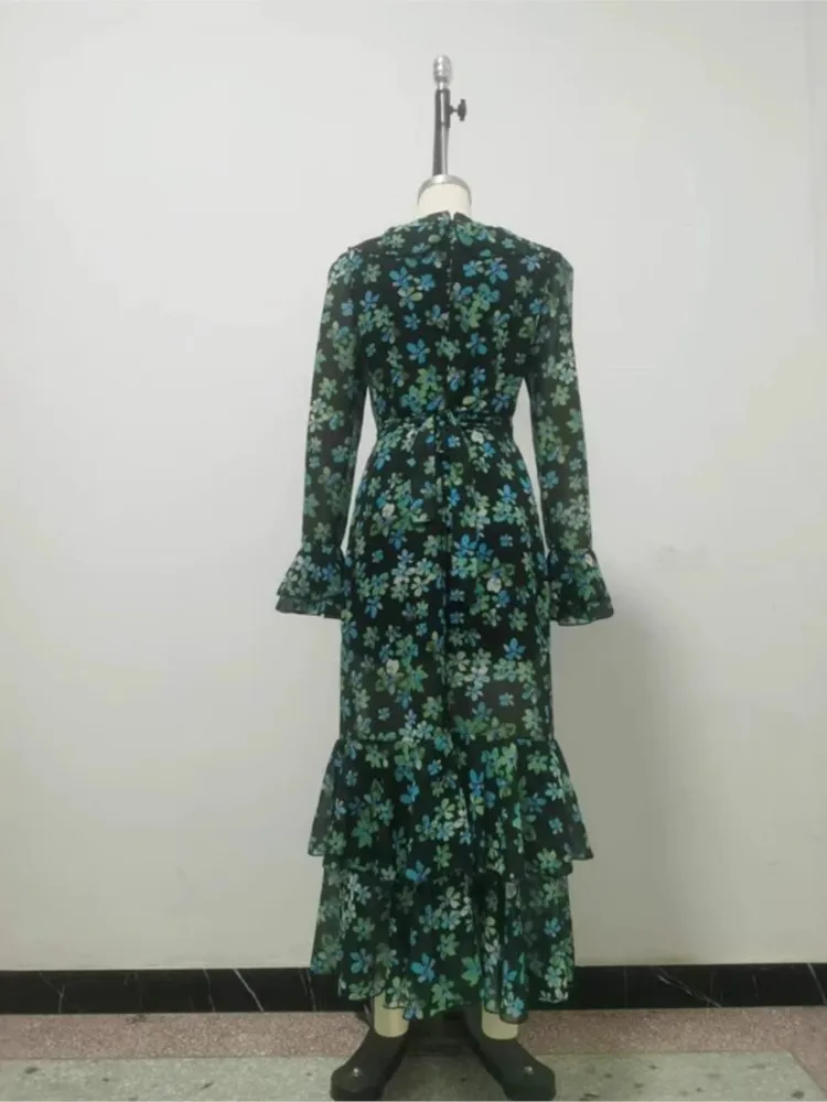 Vintage Women Dress Long Sleeve Printed Long Dresses Autumn Elegant Vestidos Para Mujer Boho Ladies Comfort Commuting Clothing