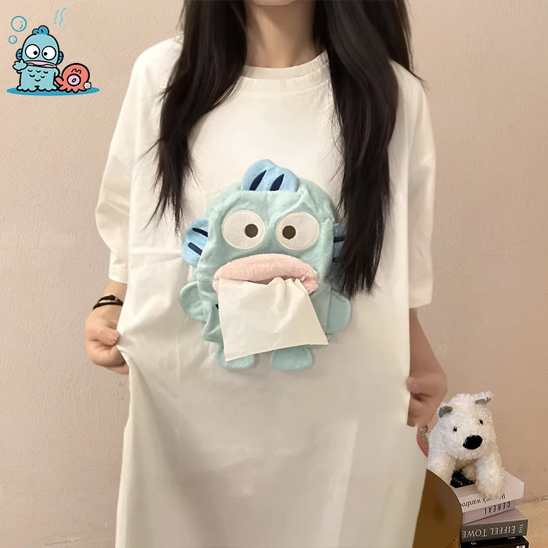 Miniso مضحك Hangyodon تي شيرت حمل ورقة معك الإبداعية الجديدة لطيف الكرتون ثلاثية الأبعاد البكم ورقة تي شيرتات قصيرة الاكمام بلايز متعة هدية #1