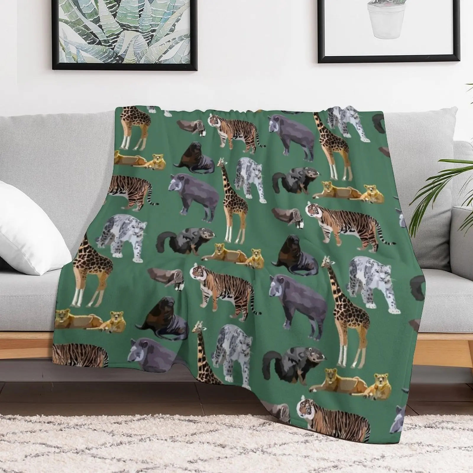 

Mixed Mammal Throw Blanket Flannel Cute Plaid Soft Plaid Plush Blankets