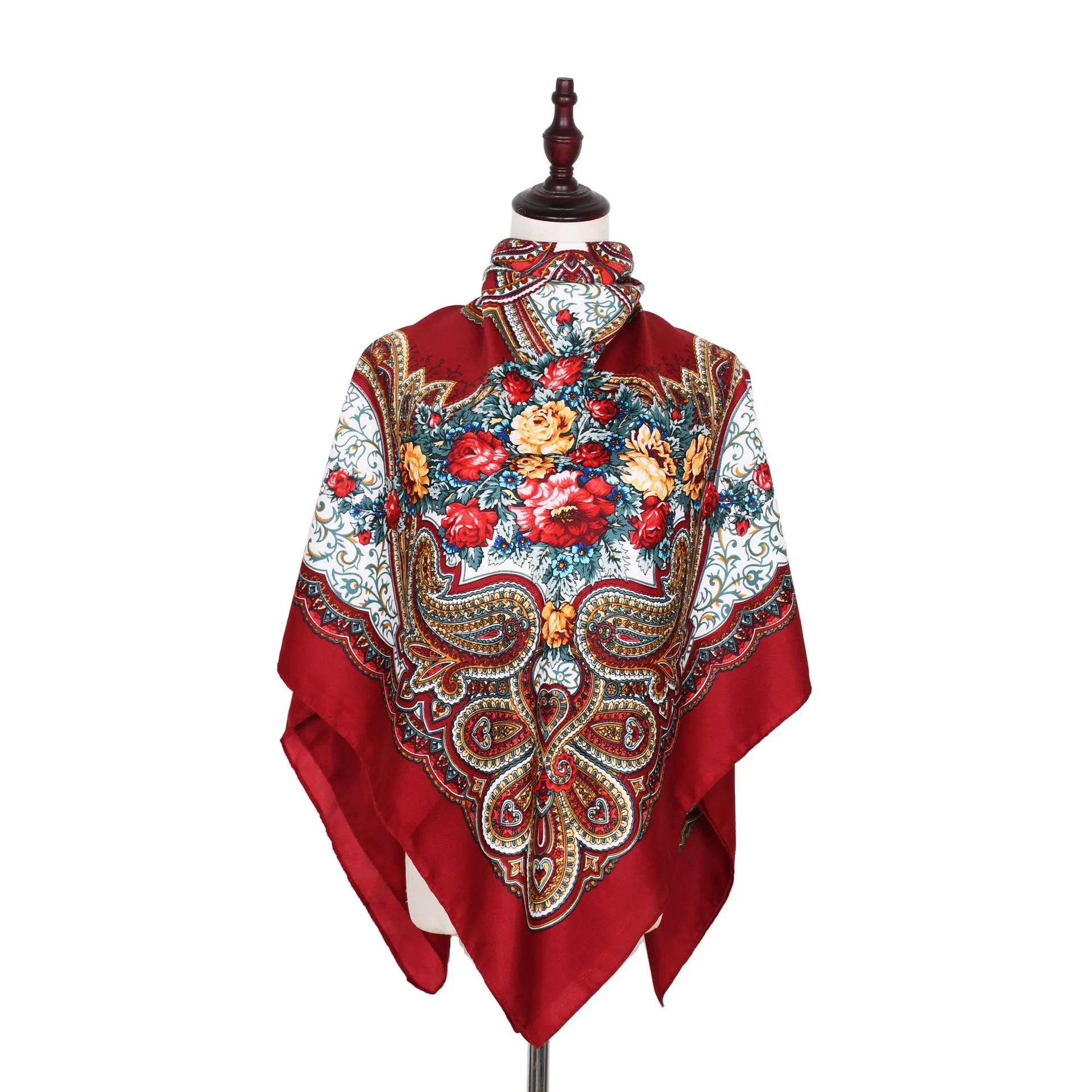 Scarf Big Blanket Israel Headscarf Square Russian Women Retro Handkerchief Autumn Shawl Wrap Babushka Muslim Hijab Ethnic Shawl