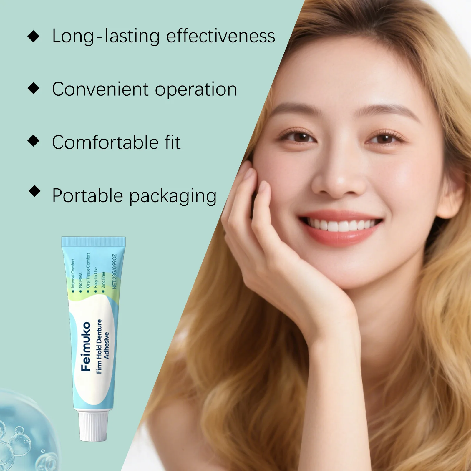 New 28g Denture Fixing Adhesive Oral Tissue Comfort Portable Oral Health Care Long Lasting Reusable Denture Care Dental