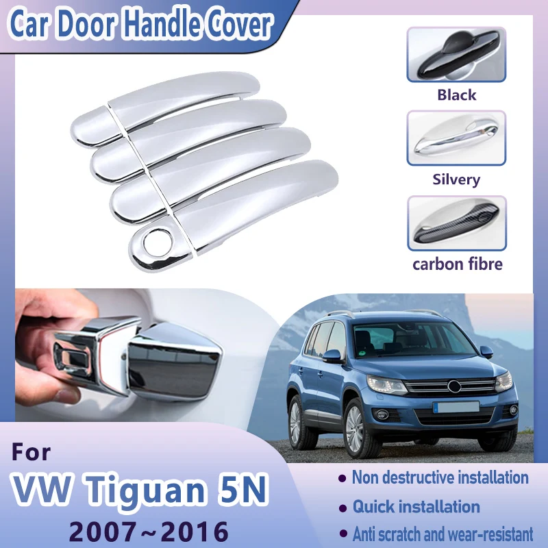 Car Door Exterior Handle Cover For Volkswagen VW Tiguan 5N 2007~2016 2013 2009 Anti-rust Scratch Protect Decor Car Accessories