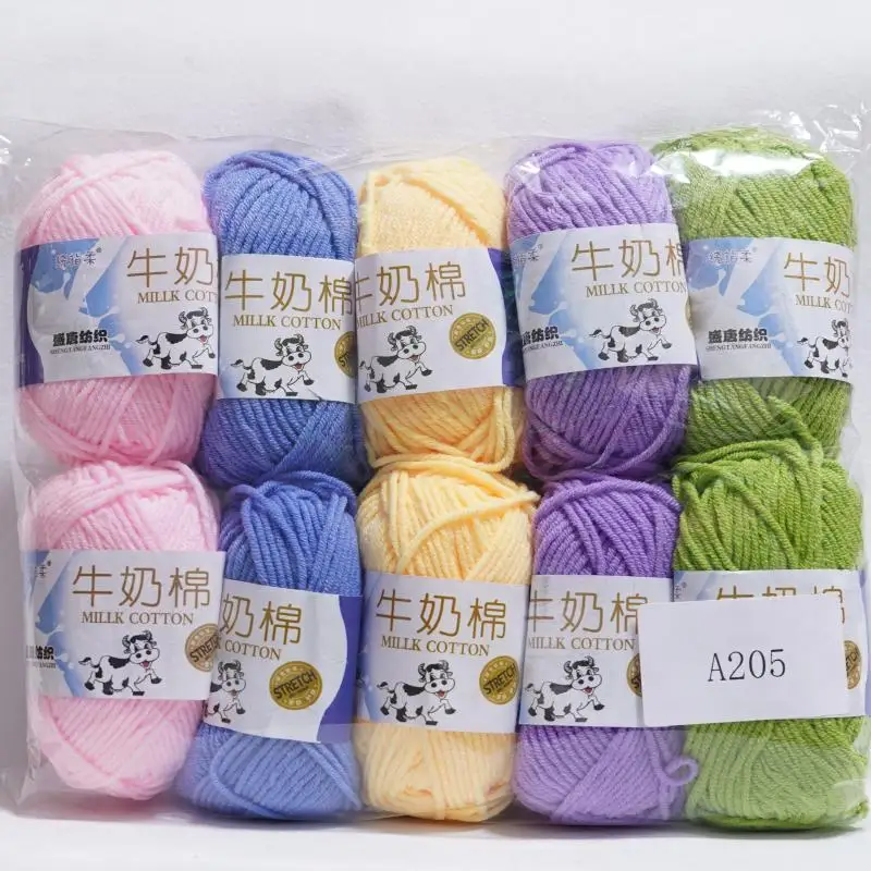 10er-Set Baumwollgarn in verschiedenen Farben, 5-fädig, Worsted Baby Häkelgarn, handgestrickte Blumen, Taschen, Bastelarbeiten, Häkel- und Strickgarn