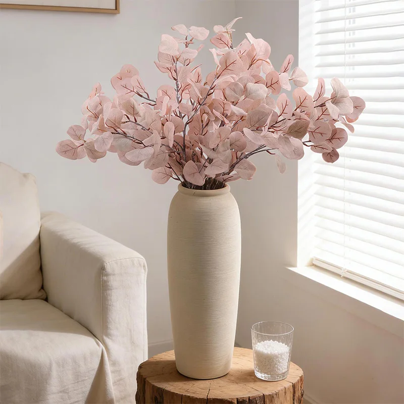 Simulated Eucalyptus Tree Branch Round Leaves Artificial Money Leaf Retro Eucalyptus Plant Decoration Fake Flower Faux Foliage