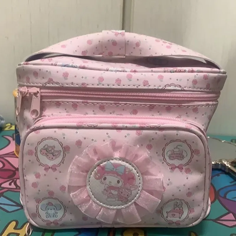 2025 Kawaii سانريو أنيمي حقيبة مستحضرات تجميل لطيفة حقيبة تخزين كبيرة حقيبة يد جميلة بلدي ميلودي ماكياج هدية عيد ميلاد لعب للأطفال #6