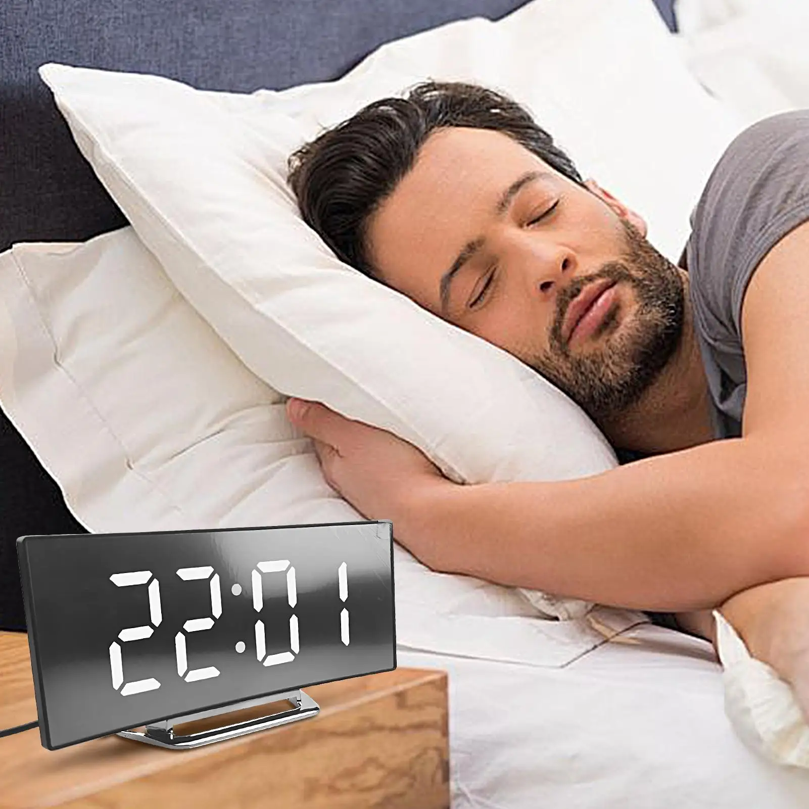 ساعة رقمية بشاشة LED ساعة رقمية لغرفة النوم أداة إدارة الوقت عالية السطوع هادئة للأولاد والبنات والمراهقين والطلاب #3