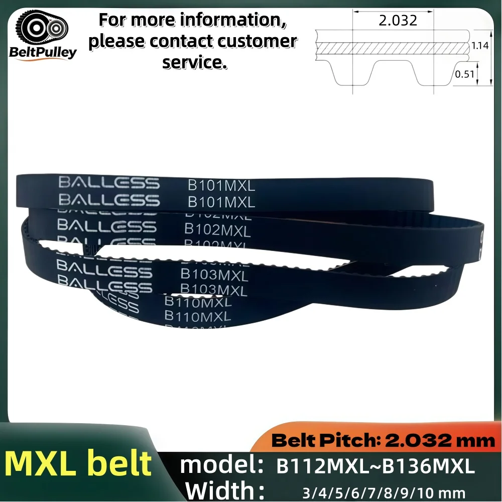 MXL Timing Belt 112-136 Teeth MXL-B112-136 3/4/5/6/7/8/9/10mm Width Rubber Synchronous for 3D Printer CNC Router Parts