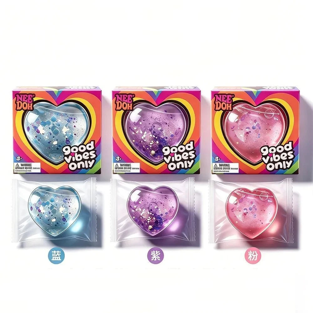 

Heart-Shaped Glitter Squeeze Toy Ultra Soft Non-Sticky Quick Recovery Portable Stress Relief Toy for Anxiety Relief