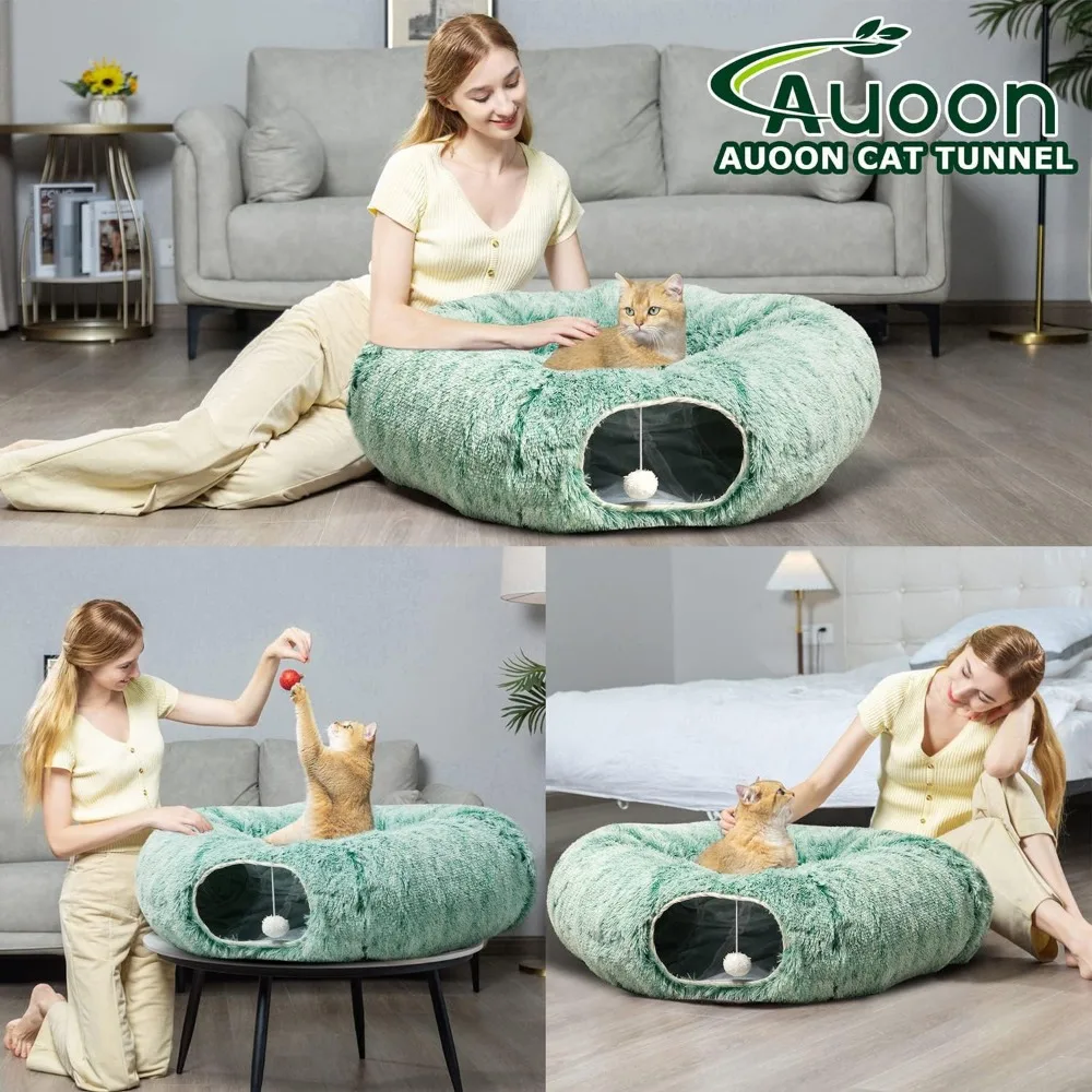 Cat Tunnel Bed with Central Mat,Big Tube Playground Toys