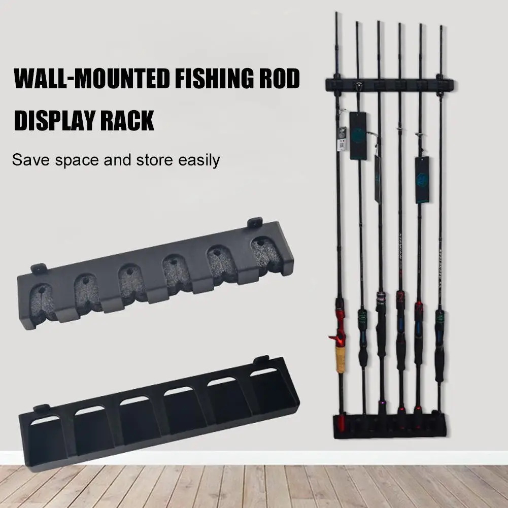 Fishing Rod Holders 6-Rod Capacity Rack Wall Vertical Fishing Pole Storage For Garage Wall Fishing Gear Collection Storage Rack